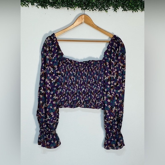Band Of The Free Tops - Band Of The Free AGATHE PURPLE FLORAL SMOCKED TOP Medium